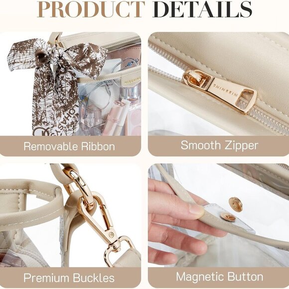 Stadium Approved Clear Purse for Women - Adjustable Straps & Stylish Design - Picture 4 of 6